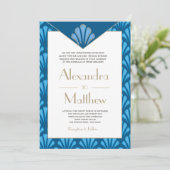 アールデコ結婚の青い轟音20代ヴィンテージ 招待状 (スタンド正面)