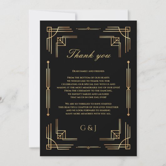 アールデコ結婚の高級結婚サンキューカード サンキューカード (正面)