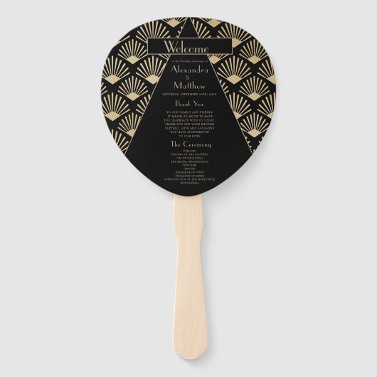 アールデコ結婚の黒い轟音20代ヴィンテージ ハンドファン (正面)