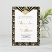 アールデコ結婚の黒い金ゴールドの轟音 招待状 (スタンド正面)