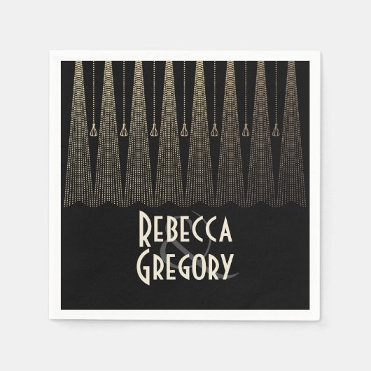 アールデコ結婚の スタンダードカクテルナプキン (正面)