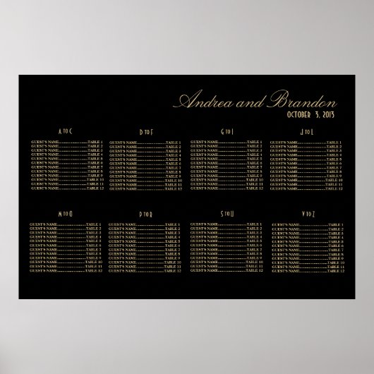 アールデコ結婚スタイル座席表 ポスター (正面)