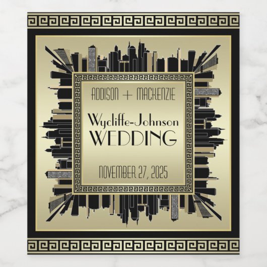 アールデコ結婚ズきらめくワイン金ゴールドギャツビーグラマー ワインラベル (シングルラベル)