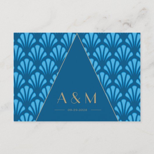 アールデコ結婚ズの青い轟音20代RSVP エンクロージャーカード (裏面)