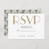 アールデコ結婚ズのGrey Roaring Twenties RSVP エンクロージャーカード (正面/裏面)