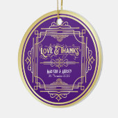 アールデコ結婚ズラブ&感謝してい金ゴールド王室のブルー セラミックオーナメント (左)