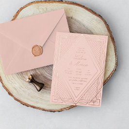 アールデコ結婚ズ赤面バラ金ゴールド 箔招待状