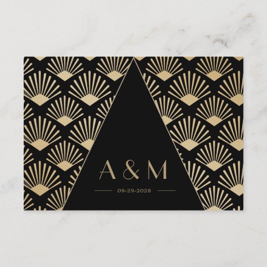 アールデコ結婚ズ黒金ゴールドローアリング20代RSVP エンクロージャーカード (裏面)