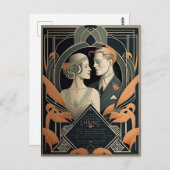 アールデコ結婚テーマ ポストカード (正面/裏面)