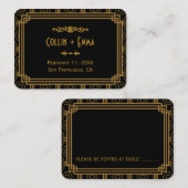 アールデコ結婚ブラック座席表 プレイスカード (正面/裏面)