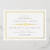 アールデコ結婚式の日付の保存 箔招待状 (正面)