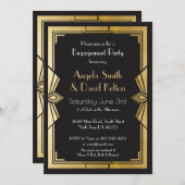 アールデコ結婚式招待状婚約 招待状 (正面/裏面)