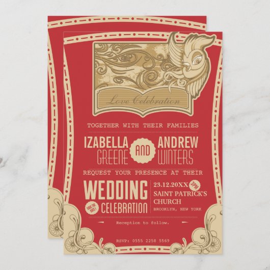 アールデコ結婚式招待状 招待状 (正面/裏面)