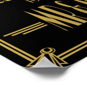 アールデコ結婚標識金ゴールド及びブラックウィッシュ標識 ポスター (角)