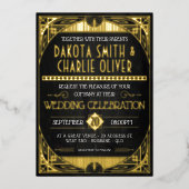 アールデコ結婚箔招待状 箔招待状 (正面)