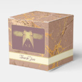 アールデコ結婚蝶のアンティーク金ゴールドとピンク フェイバーボックス (正面サイド)