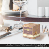 アールデコ結婚蝶のアンティーク金ゴールドとピンク フェイバーボックス