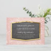 アールデコ結婚金ゴールド日が差すこと灰色《写真》ぼけ味サンゴ 招待状 (スタンド正面)