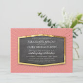 アールデコ結婚金ゴールド日が差すこと黒板サンゴ 招待状 (スタンド正面)