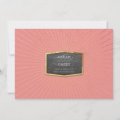 アールデコ結婚金ゴールド日が差すこと黒板サンゴ 招待状 (裏面)