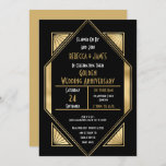 アールデコ結婚黄金記念日 招待状<br><div class="desc">1920年代のグラムに戻るこの金ゴールドとブラックアールデコスタイルの招待をゴールデンウェディングパーティーに。詳細で簡単にタイポグラフィをパーソナライズ。</div>