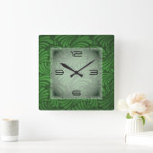 アールデコ緑 スクエア壁時計 (ホーム)