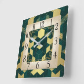 アールデコ緑 スクエア壁時計 (傾斜)