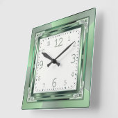 アールデコ緑 スクエア壁時計 (傾斜)