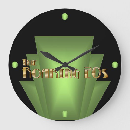 アールデコ緑 ラージ壁時計 (正面)