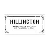 アールデコ縁どファミリ名と差出人住所 ラバースタンプ (インプリント)