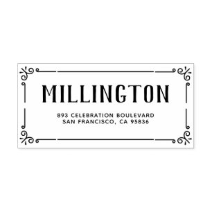 アールデコ縁どファミリ名と差出人住所 ラバースタンプ