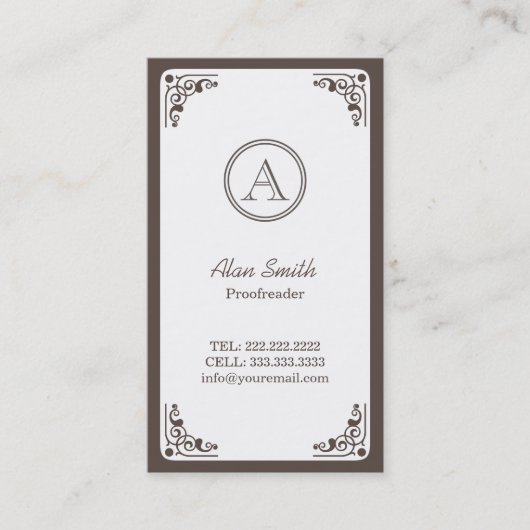 アールデコ縁ど校正 名刺 (正面)