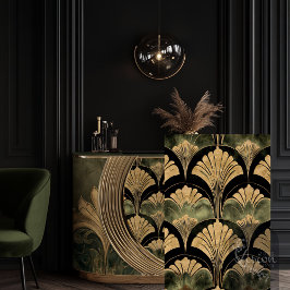 アールデコ繰り返しパターン金ゴールドエンボス 薄葉紙