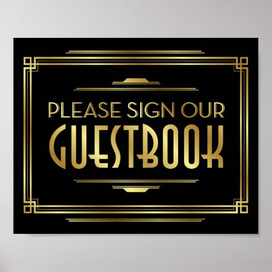 アールデコ署名OUR GUESTBOOK署名プリント ポスター (正面)