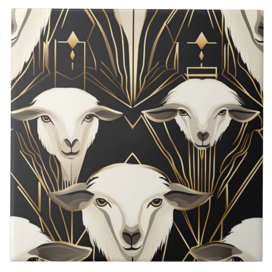 アールデコ羊No1 タイル (正面)