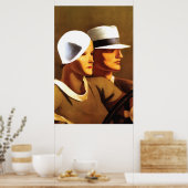 アールデコ美しいカップルの運転 ポスター (キッチン)