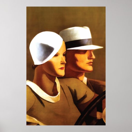 アールデコ美しいカップルの運転 ポスター (正面)