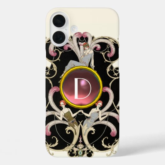 アールデコ美しいファッションピンクジェムストーンモノグラム Case-Mate iPhoneケース (裏面)