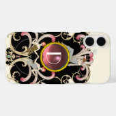 アールデコ美しいファッションピンクジェムストーンモノグラム Case-Mate iPhoneケース (裏面 (横))