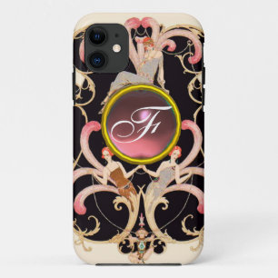 アールデコ美しいファッションピンクジェムストーンモノグラム iPhone 11 ケース