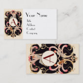 アールデコ美しいファッション衣装デザイナーモノグラム 名刺 (正面/裏面)