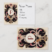 アールデコ美しいファッション衣装デザイナーモノグラム 名刺 (正面/裏面)