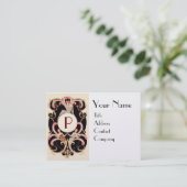 アールデコ美しいファッション衣装デザイナーモノグラム 名刺 (スタンド正面)