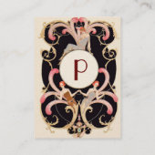 アールデコ美しいファッション衣装デザイナーモノグラム 名刺 (裏面)