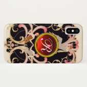 アールデコ美しいファッション赤ルビー宝石モノグラム Case-Mate iPhoneケース (裏面(横))