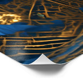 アールデコ美しい女性ブルーと金ゴールド ポスター (コーナー)