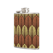 アールデコ羽毛パターン、ダークブラウン、さび フラスク (左)
