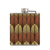 アールデコ羽毛パターン、ダークブラウン、さび フラスク (裏面)