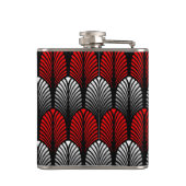 アールデコ羽毛模様、シルバーグレーと赤 フラスク (裏面)