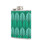 アールデコ羽毛模様、ターコイズ、アクア フラスク (左)